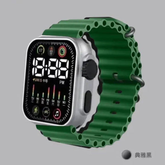 Unisex Waterproof Digital Display Watch - 1 Pc, Square Case with Textured Straps