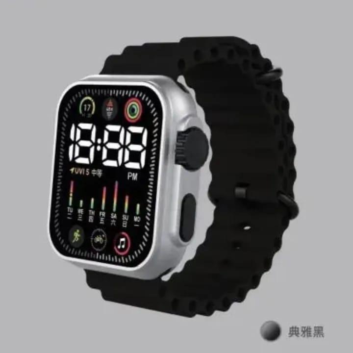 Unisex Waterproof Digital Display Watch - 1 Pc, Square Case with Textured Straps